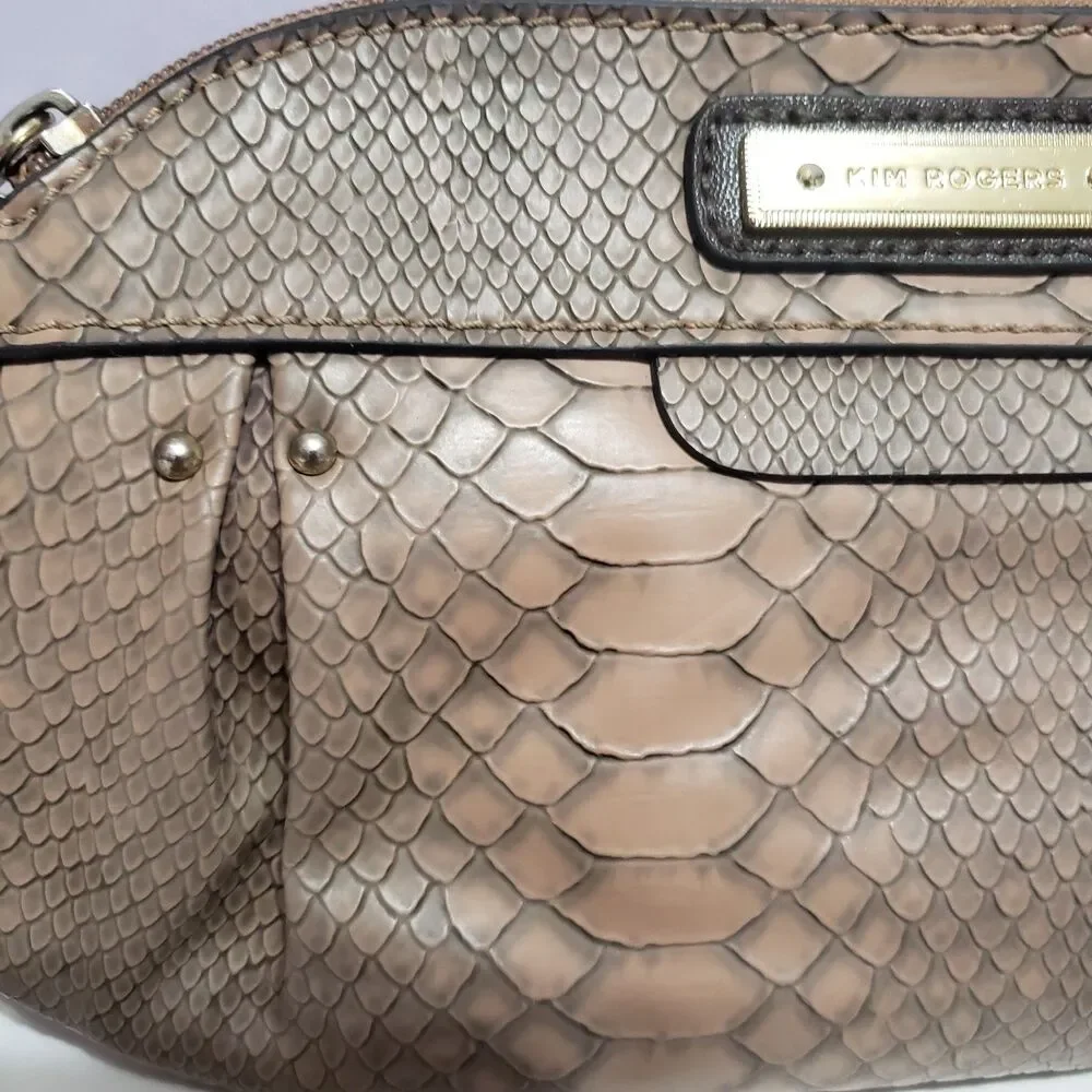 Kim Roger's Faux Snake Reptile Skin Purse Crossbody Wristlet Clutch Women's...